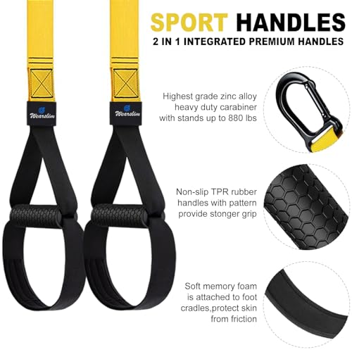 Wearslim® Professional All in one Suspension Trainer | Full Body Weight Resistance System | Lightweight & Portable Fitness Equipment to Build Muscle, Burn Fat and Improve Cardio for Men and Women - Image 3