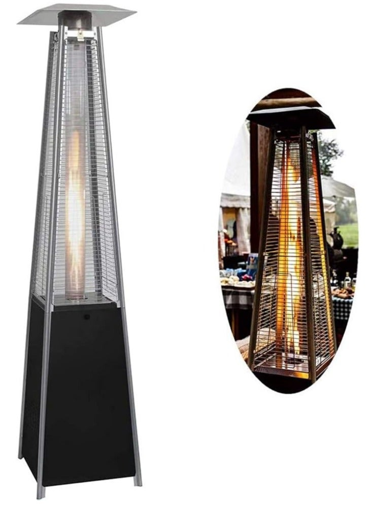 Outdoor Patio Gas Heater  13KW Pyramid Flame Heater  Quartz Glass Tube Real Flame Display  Adjustable Heat | With Wheels Ideal for Garden, Terrace & Camping - Image 1