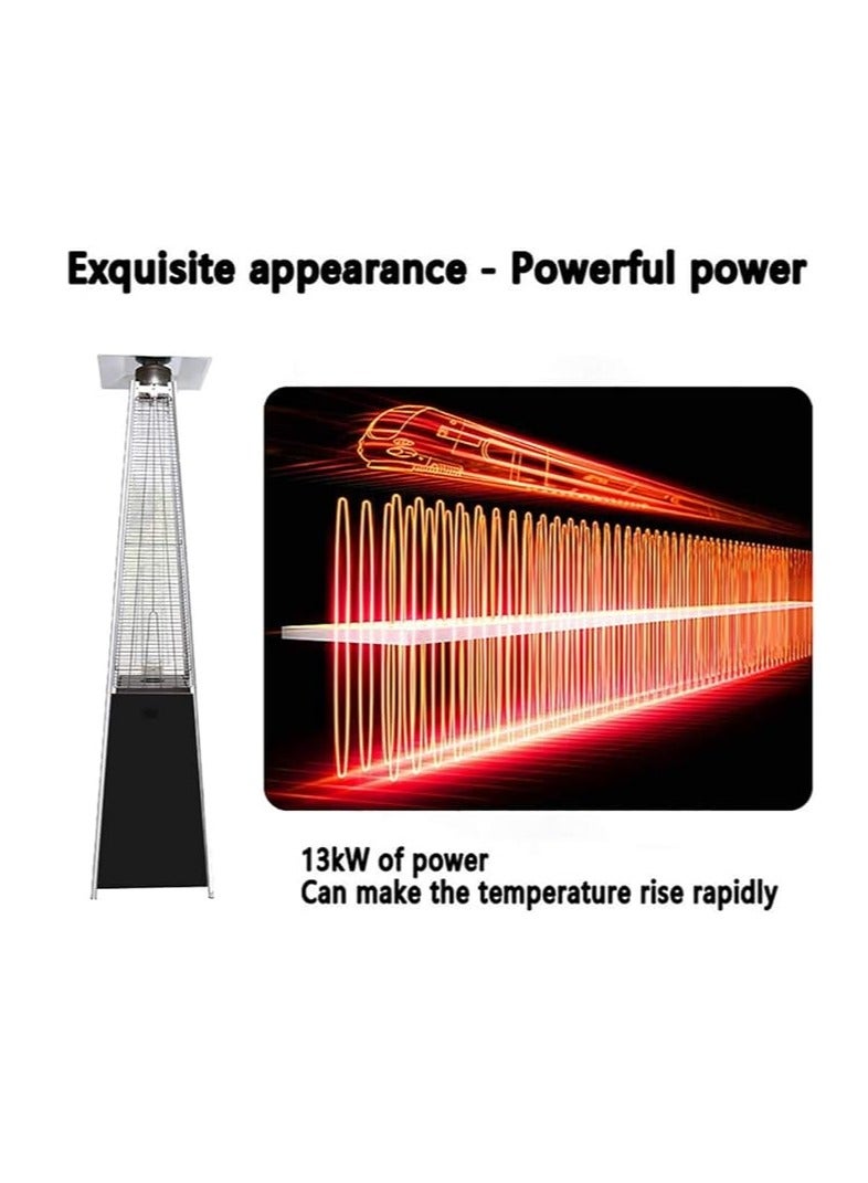 Outdoor Patio Gas Heater  13KW Pyramid Flame Heater  Quartz Glass Tube Real Flame Display  Adjustable Heat | With Wheels Ideal for Garden, Terrace & Camping - Image 2