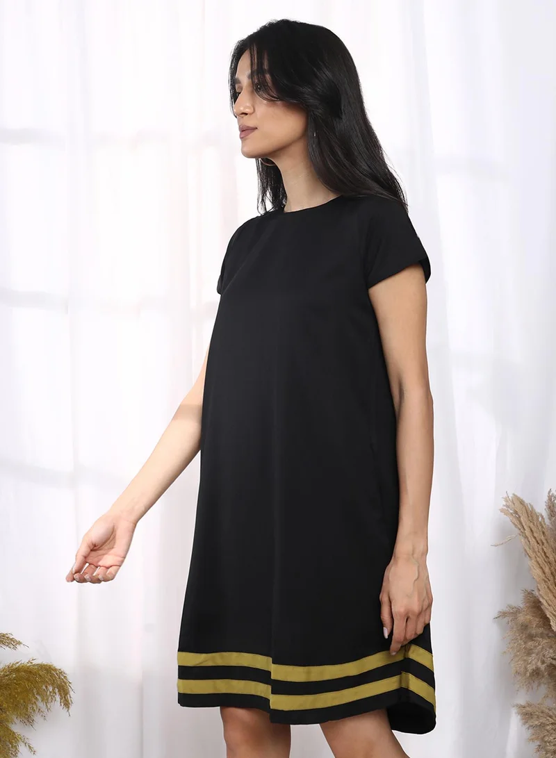 PINACOLADA  Women's Midnight Black Contrast Striped Dress for Women | Best Price UAE