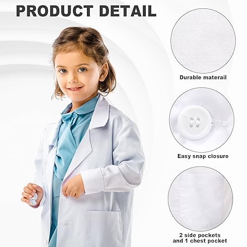Liitrsh 18 Set Lab Coats for Kids White Scientists Costume with ID Card for Children Doctor Role Play Career Day Christmas XLarge - Image 5