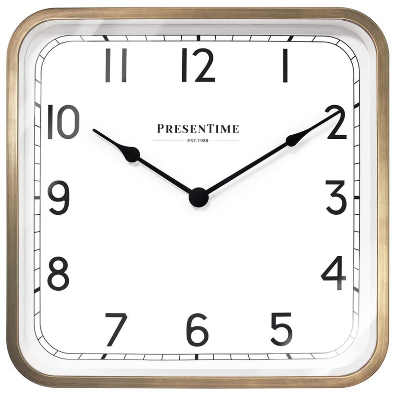 Presentime & Co. 16" Anton Vintage Square Clock, Silent No Ticking, Wall Art and Timepiece for Home Decoration/Wall DÃ©cor, Antique Hamilton Gold Color - Image 1