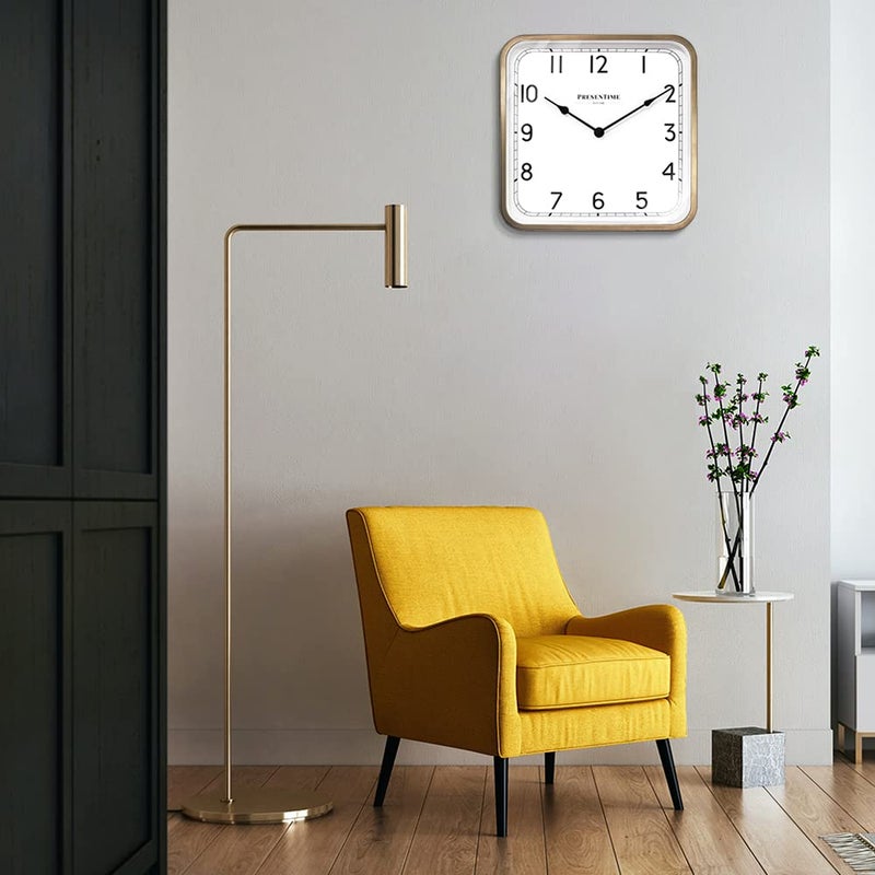 Presentime & Co. 16" Anton Vintage Square Clock, Silent No Ticking, Wall Art and Timepiece for Home Decoration/Wall DÃ©cor, Antique Hamilton Gold Color - Image 5