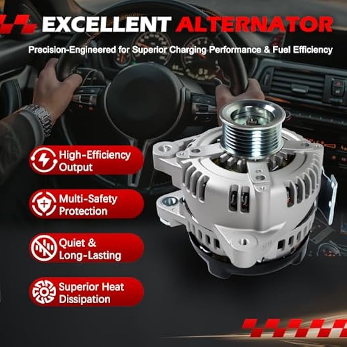Autodevil " 11034 Alternator for 2004-2006 Camry 2.4L, 2004-2007 Highlander 2.4L, 2004-2008 Solara 2.4L, 2005-2010 tC 2.4L, 100Amp 7-Groove Pulley, Replace 11034N 27060-0H100 " - Image 4