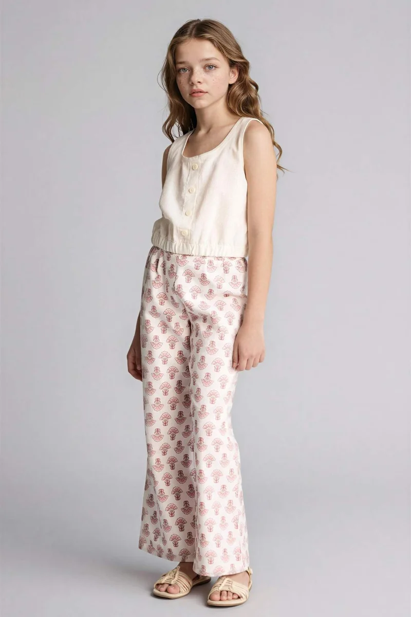 ديفاكتو Girl Wide Leg Cotton Trousers