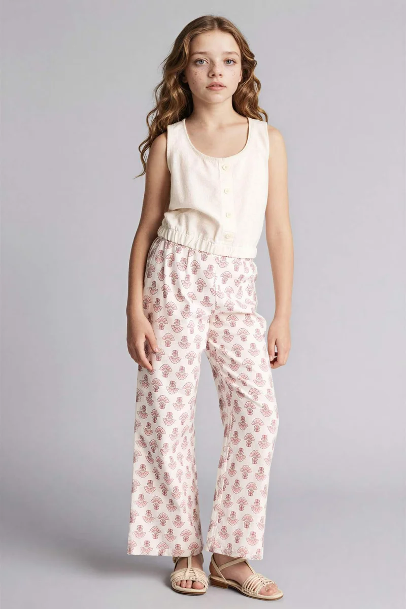 ديفاكتو Girl Wide Leg Cotton Trousers