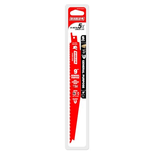 Diablo Bi-Metal Reciprocating Saw Blades for General Purpose Cuts - Variable Tooth Design - 9" Length, 8/14 TPI, 5-Pack - DS0914BGP5 - Image 2