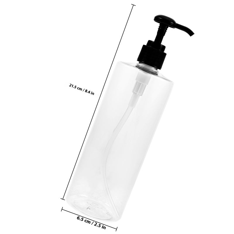 3PCS 500ml Transparent Shower Gel Press Pump Bottle Empty Subpackaging Bottle Round Shoulder Bottle Reusable Soap Hand Sanitizer Emulsion Pump Bottle for Home Bathroom with Silver Black Press Head - Image 2