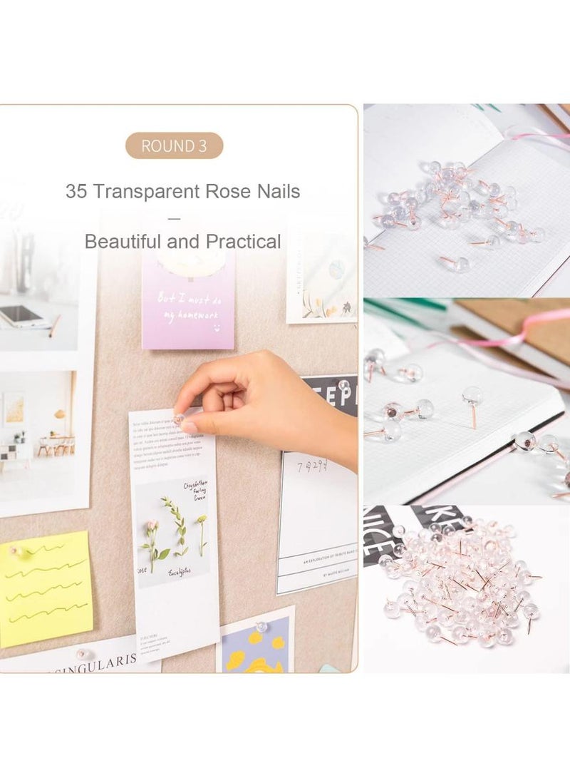 PAPERSAY Bulletin Board, Collapsible Large Felt Bulletin Board, Photo Wall, 60 x 120cm Wall Decoration Pin Board, Collapsible Photo Board Bulletin Board, Self-Adhesive Sight Board Mood Board with Rose Nails in a Box/Pattern (Light Khaki) - Image 5