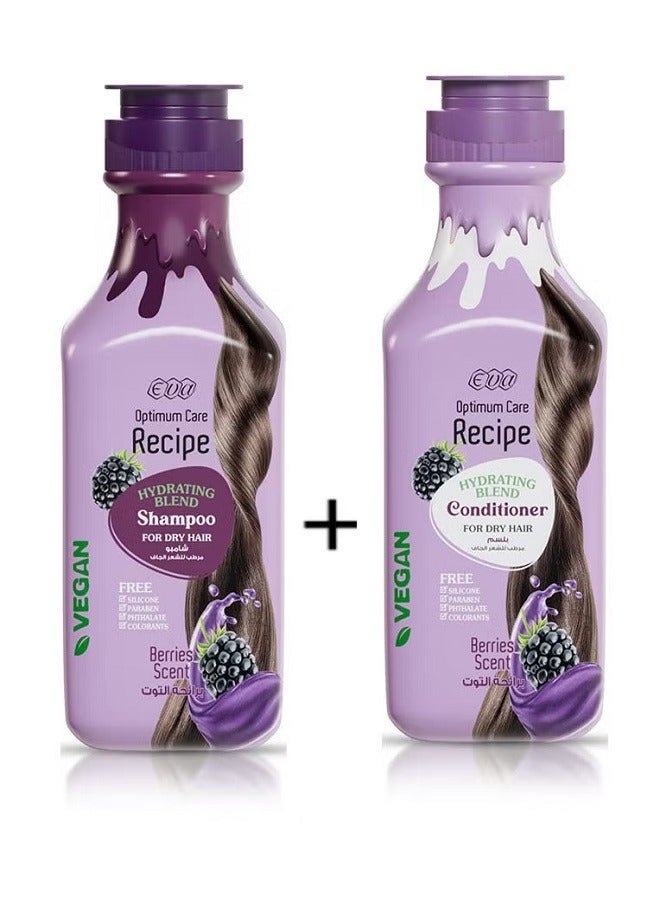Optimum Care Recipe Hydrating Blend Shampoo Berries Scent 350ml Plus Conditioner Berries Scent 350ml