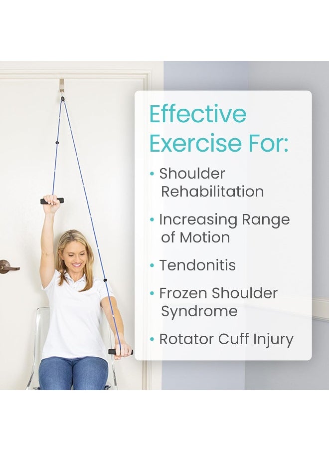 VIVE - Vive Shoulder Pulley Over Door Rehab Exerciser For Rotator Cuff Rehab Arm Rehabilitation Exercise System For Frozen Shoulder Physical Therapy Flexibility Stretching Strengthener Range Of Motion Blue - Image 1