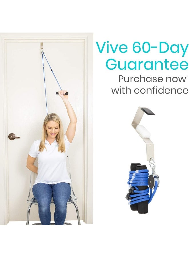 VIVE - Vive Shoulder Pulley Over Door Rehab Exerciser For Rotator Cuff Rehab Arm Rehabilitation Exercise System For Frozen Shoulder Physical Therapy Flexibility Stretching Strengthener Range Of Motion Blue - Image 1