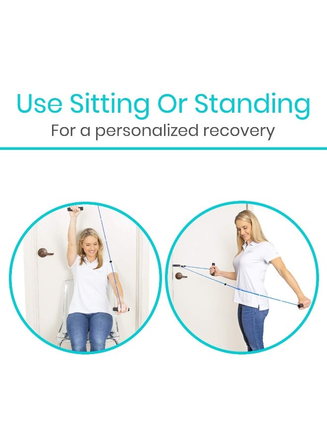 VIVE - Vive Shoulder Pulley Over Door Rehab Exerciser For Rotator Cuff Rehab Arm Rehabilitation Exercise System For Frozen Shoulder Physical Therapy Flexibility Stretching Strengthener Range Of Motion Blue - Image 1