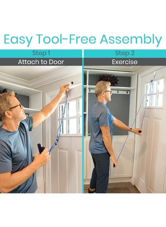 VIVE - Vive Shoulder Pulley Over Door Rehab Exerciser For Rotator Cuff Rehab Arm Rehabilitation Exercise System For Frozen Shoulder Physical Therapy Flexibility Stretching Strengthener Range Of Motion Blue - Image 1