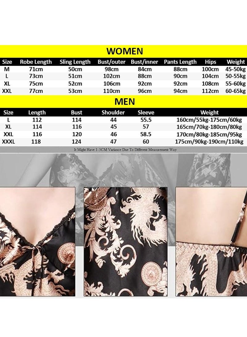 MARGOUN Bathrobe Men's Large Bath Robe Dressing Gown Comfortable Sleepwear Silk Lovers Long Special Style Sleeves Nightgown Dressing Gown Dragon Pattern Silver - Image 5
