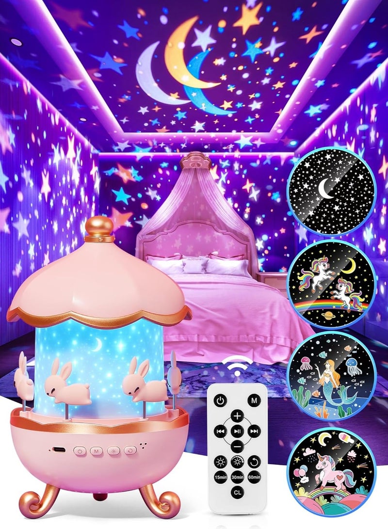JAJEEK Star Projector for Kids – 21 Colors + 15 Movies + 360° Rotating Night Light with 10 Lullabies, Rechargeable Projector with Remote Control, Perfect Birthday Gift for Girls Ages 2-9, Kids Room Decor  - Image 1