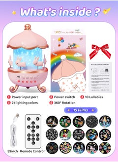 JAJEEK Star Projector for Kids – 21 Colors + 15 Movies + 360° Rotating Night Light with 10 Lullabies, Rechargeable Projector with Remote Control, Perfect Birthday Gift for Girls Ages 2-9, Kids Room Decor  - Image 5