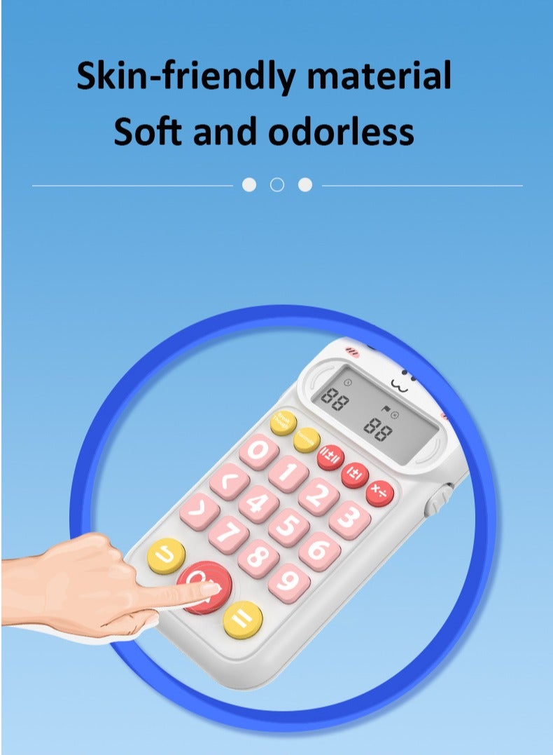 آلة حاسبة للأطفال، آلة حاسبة أساسية ذات 4 وظائف مع اختبارات رياضيات وألعاب رياضيات، أزرار كبيرة، تعمل بالبطارية، شاشة LCD، للمدارس (أبيض - Image 4