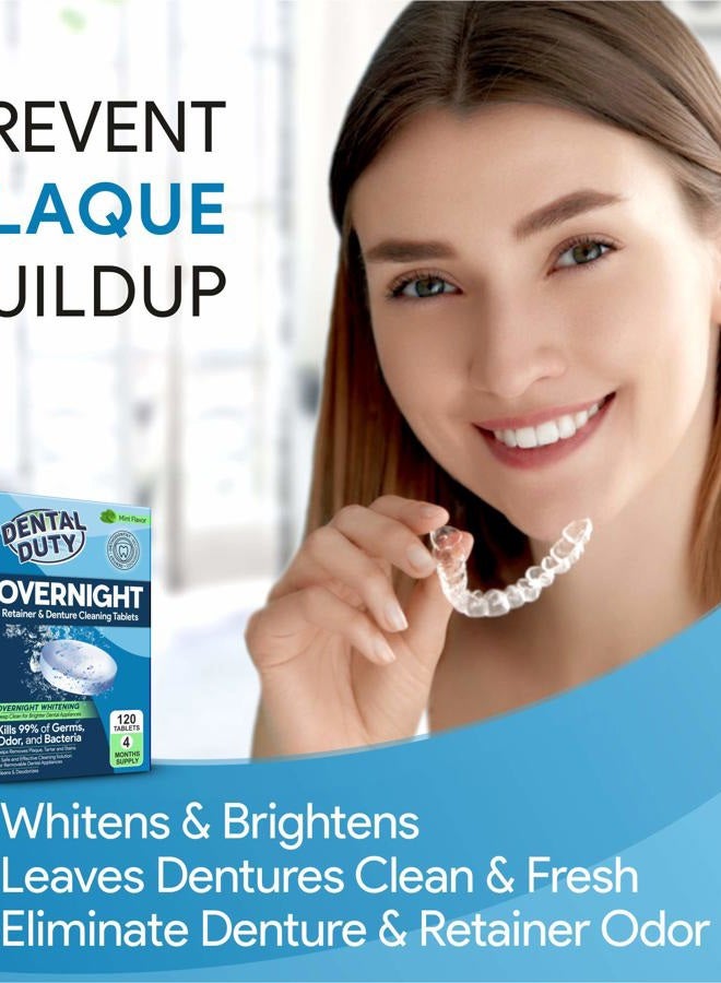 Dental Duty 120 units Overnight Retainer & Denture Cleaning Tablets- Extra Strength, Best Cleaner Removes Bad Odor, Plaque, Stains from Retainers, Night Guards, Mouth Guard, & Dental Appliances. - Image 4