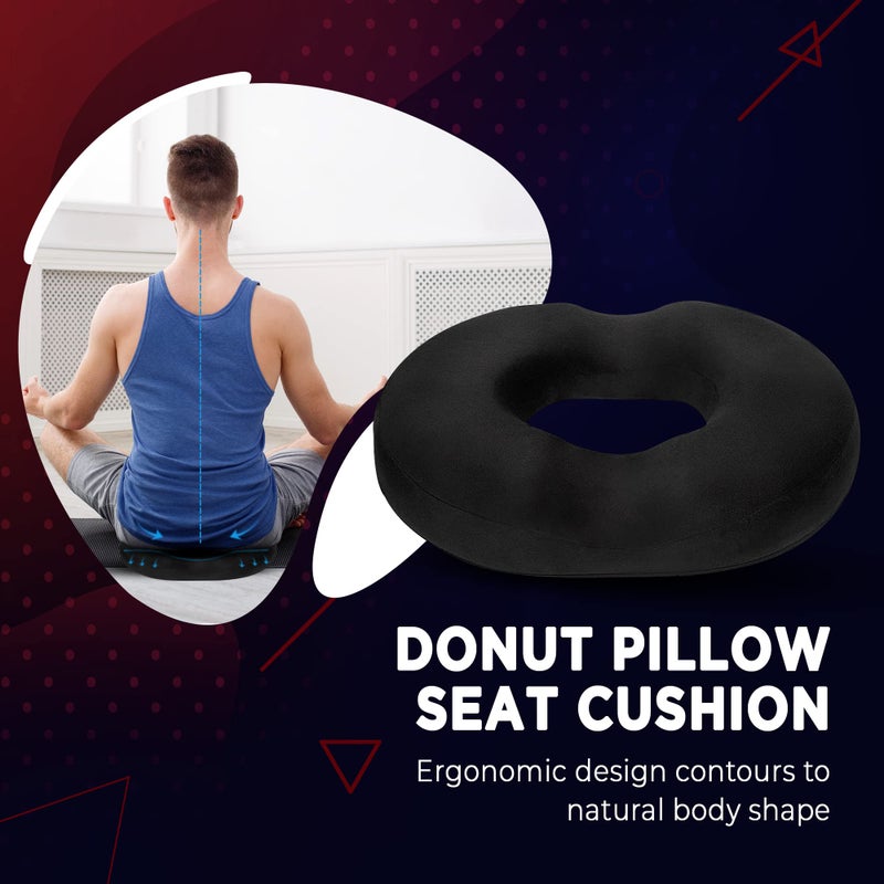 Lexia Donut Pillow Seat Cushion Orthopedic Design| Tailbone & Coccyx Memory Foam Pillow | Relieve Pain and Pressure for Hemorrhoid, Pregnancy Post Natal, Surgery, Sciatica (Black) - Image 5