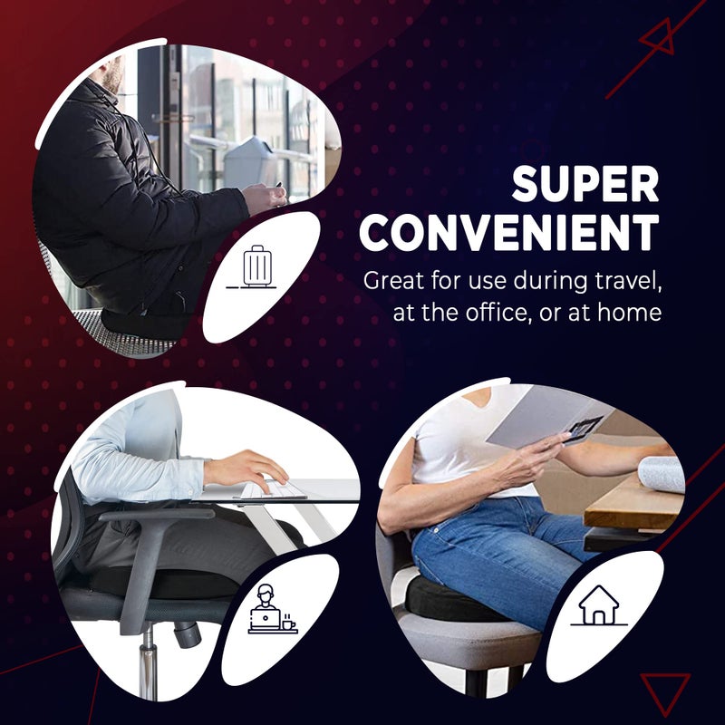 Lexia Donut Pillow Seat Cushion Orthopedic Design| Tailbone & Coccyx Memory Foam Pillow | Relieve Pain and Pressure for Hemorrhoid, Pregnancy Post Natal, Surgery, Sciatica (Black) - Image 3