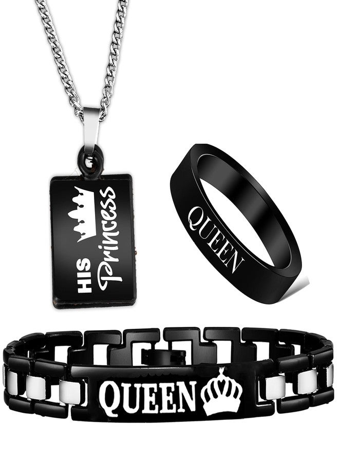 ميكادو سوار ميكادو ثنائي اللون بتصميم الملكة مع خاتم وقلادة للنساء - Image 1