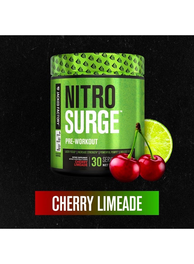 Jacked Factory NITROSURGE Pre Workout Supplement - Endless Energy, Instant Strength Gains, Clear Focus, Intense Pumps - NO Booster & Preworkout Powder with Beta Alanine - 30 Servings, Cherry Limeade - Image 2