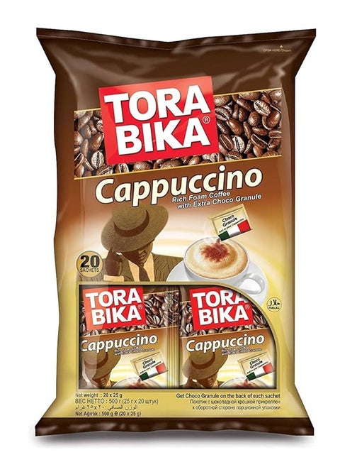 Tora Bika Cappuccino Rich Foam Coffee With Extra Choco Granule 20*25g
