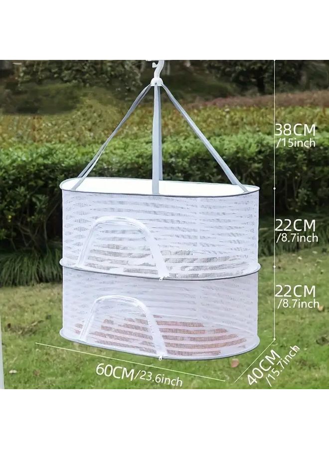 رف تجفيف معلق قابل للطي 3 طبقات بحجم كبير بشبكة متينة للخضروات والأسماك والنباتات - Image 5