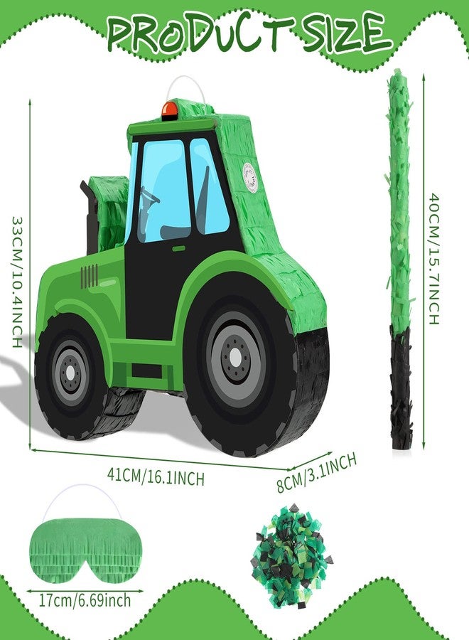 اوريهير بينياتا شاحنة قلابة للبناء من شركة أوريهير مع عصابة للعينين ومضرب، لوازم حفلات البناء، بينياتا جرار وحفار لتزيين أعياد الميلاد (خلاطة أسمنت) (جرار) - Image 2