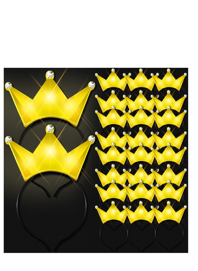 Light up Led Crown, 24 Pcs Yellow Princess Tiara Crown, Headband Tiara Flashing LED Headband, Crown Headbands For Girls, for Birthday, Festival, Concert, Party Costume Hair Accessories - Image 1