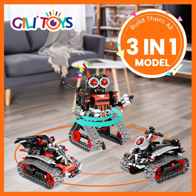 GILI Robot Building Remote Control Gift STEM Building Kit for Boys 8-12 - 3 in 1 Educational Toys for 6 7 8 9 10 11 12 + Year Old Boys Birthday Gifts for Kids - Tracked Racer Car Tank Robotics - Image 4