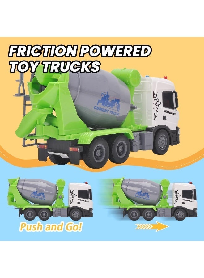 The Toys Home Licensed Scania Friction Powered Cement Mixer Truck, 1:64 Scale Construction Vehicle with Rotating Drum, Lights & Sound, 12 Inch White & Green Toy for Kids Ages 3+ - Image 3