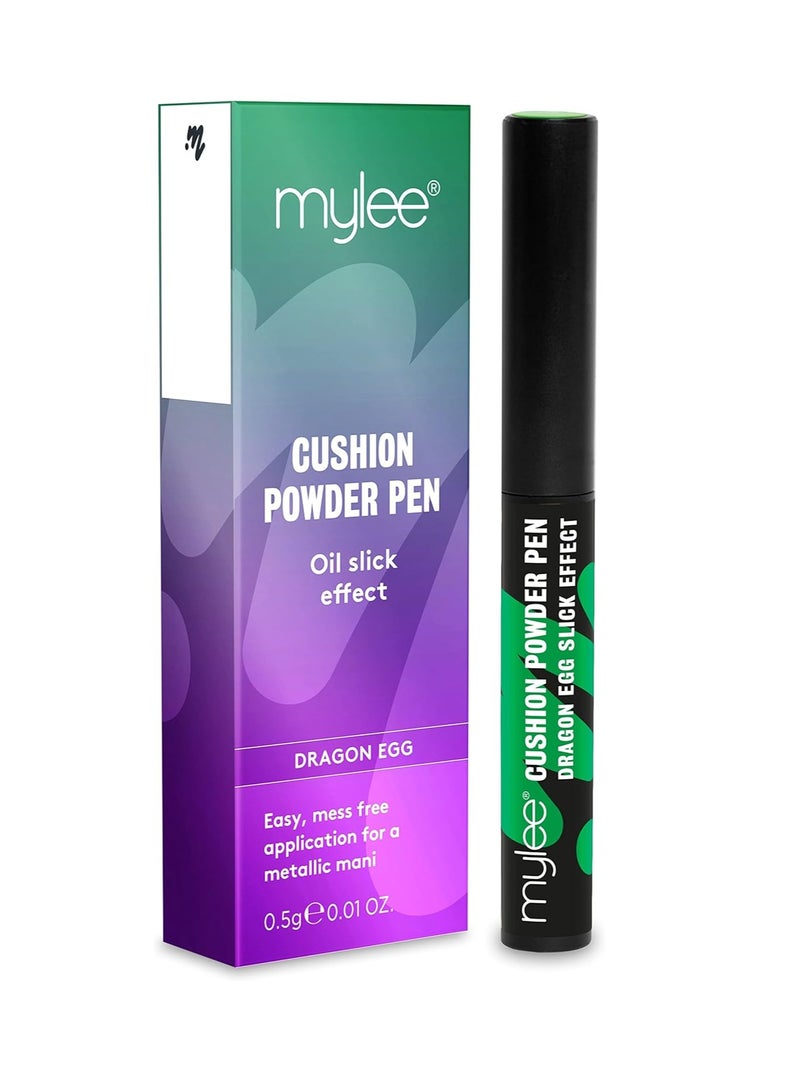 مايلي قلم بودرة أظافر كروم وسادة هوائية بودرة أظافر ثلاثية الأبعاد زخرفة معدنية لامعة، تأثير مرآة يدوم طويلاً أداة مانيكير  بيضة تنين - Image 1