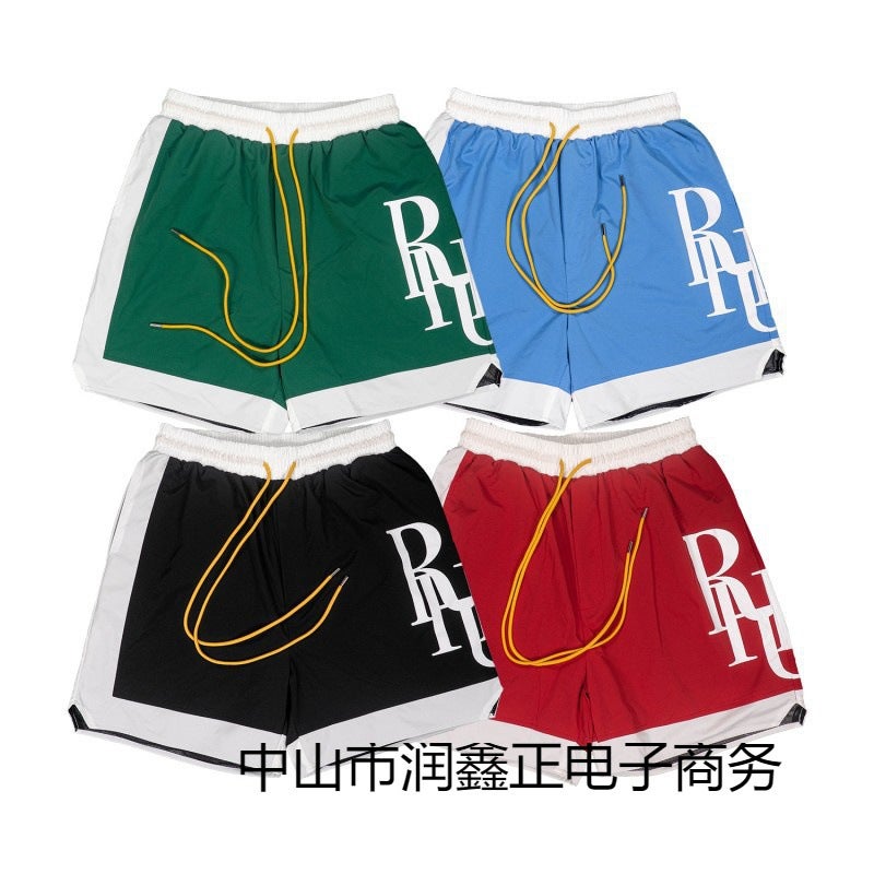 Rhude Shorts Marlboro Fog High Street Trendy Brand Drawstring 3M Letter Reflective Hip Hop Beach Five-Point Basketball Pants For Men - Image 4