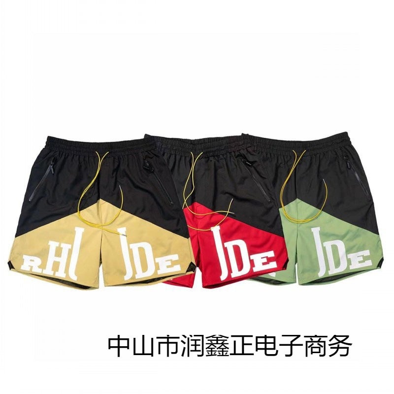 Rhude Shorts Marlboro Fog High Street Trendy Brand Drawstring 3M Letter Reflective Hip Hop Beach Five-Point Basketball Pants For Men - Image 5