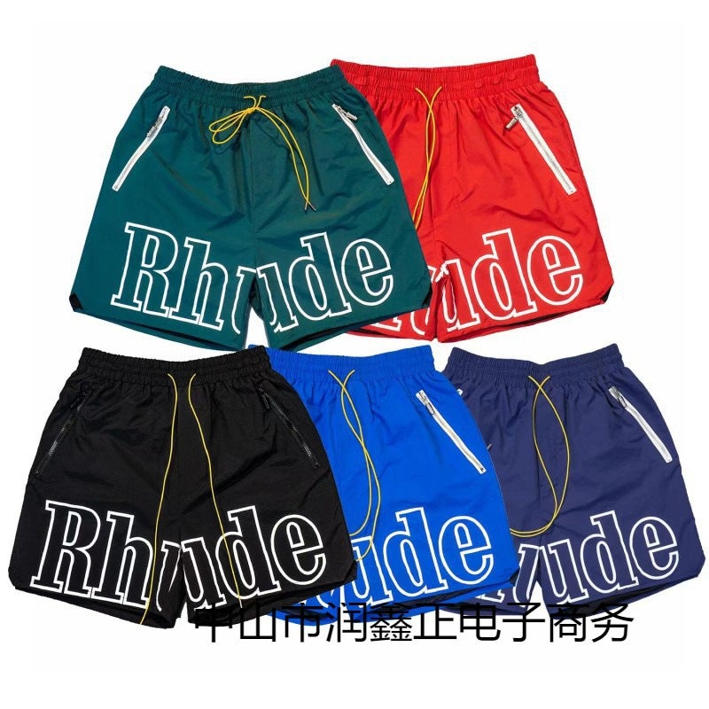 Rhude Shorts Marlboro Fog High Street Trendy Brand Drawstring 3M Letter Reflective Hip Hop Beach Five-Point Basketball Pants For Men - Image 3