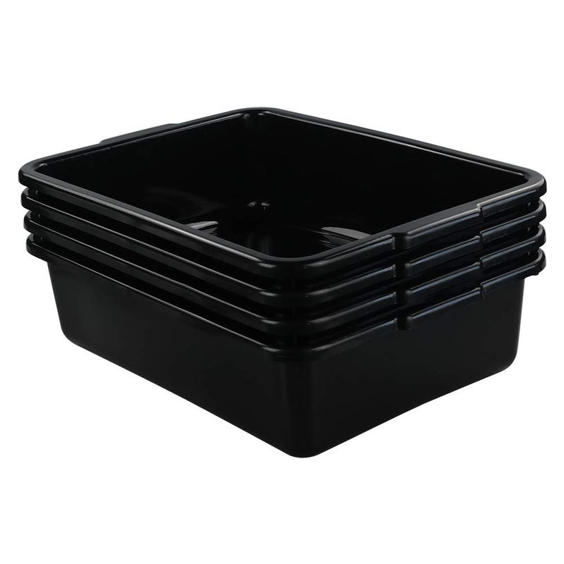 Teyyvn 13 L Plastic Bus Box, Commercial Wash Basin Tote Box, 4-Pack, Black - Image 1