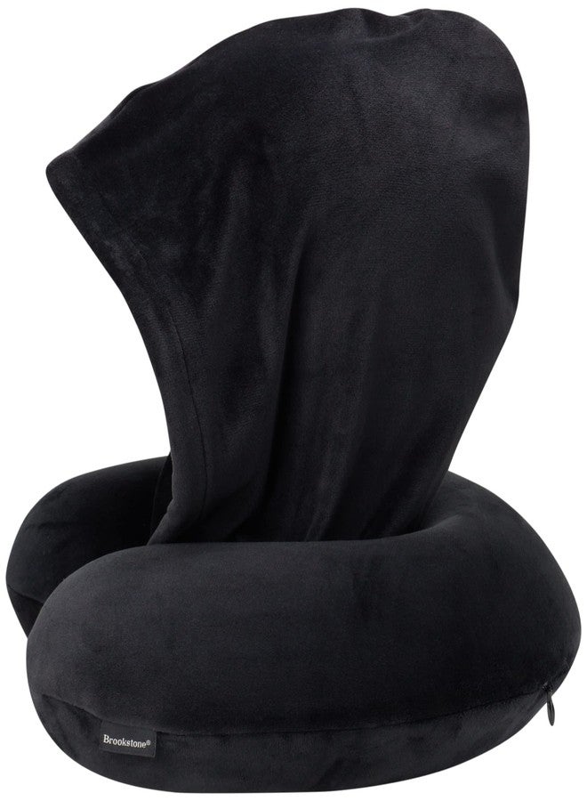 Brookstone Hooded Neck Travel Pillow - Memory Foam Light-Blocking Travel Neck Pillow with Hood for Sleeping, Airplane, Car, Size One Size, Black - Image 5