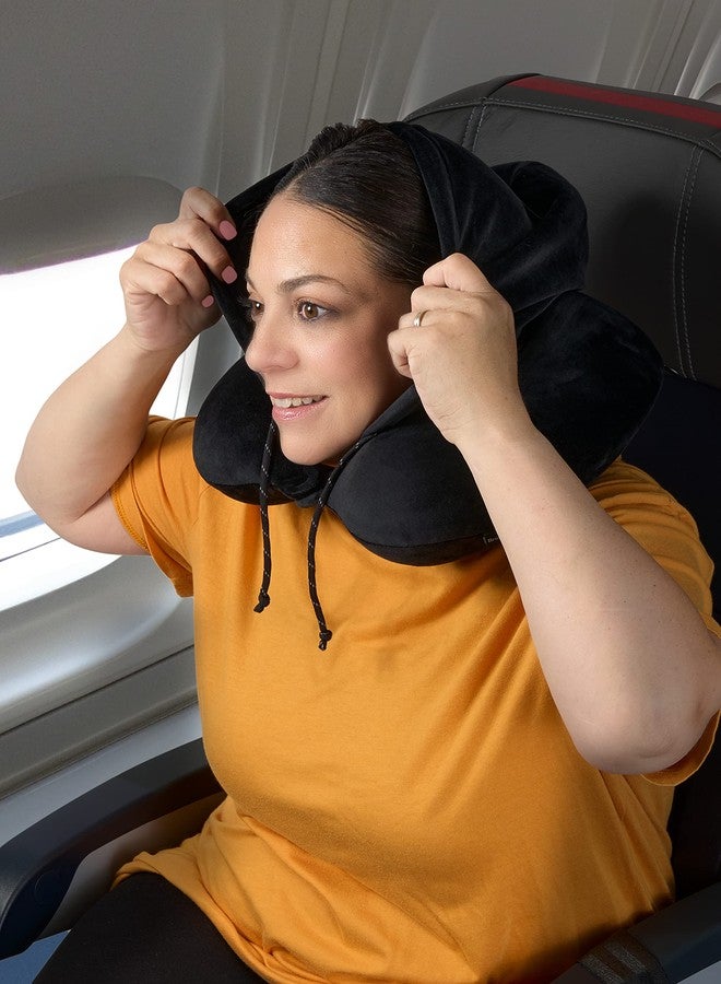 Brookstone Hooded Neck Travel Pillow - Memory Foam Light-Blocking Travel Neck Pillow with Hood for Sleeping, Airplane, Car, Size One Size, Black - Image 4