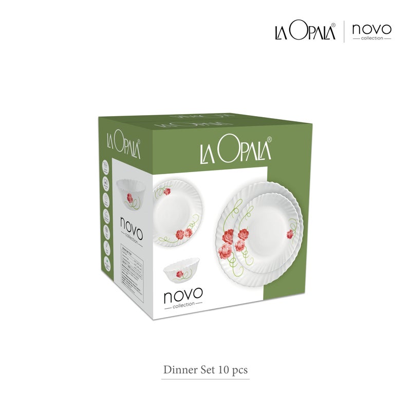 La Opala Novo Collection Opal Glass Crockery | for Family of 4 | Dinner Set 10 pcs Radiant Curves | Plates & Bowls for Dining | Microwave Safe | 100% Vegetarian | Extra Strong | Light & White - Image 5