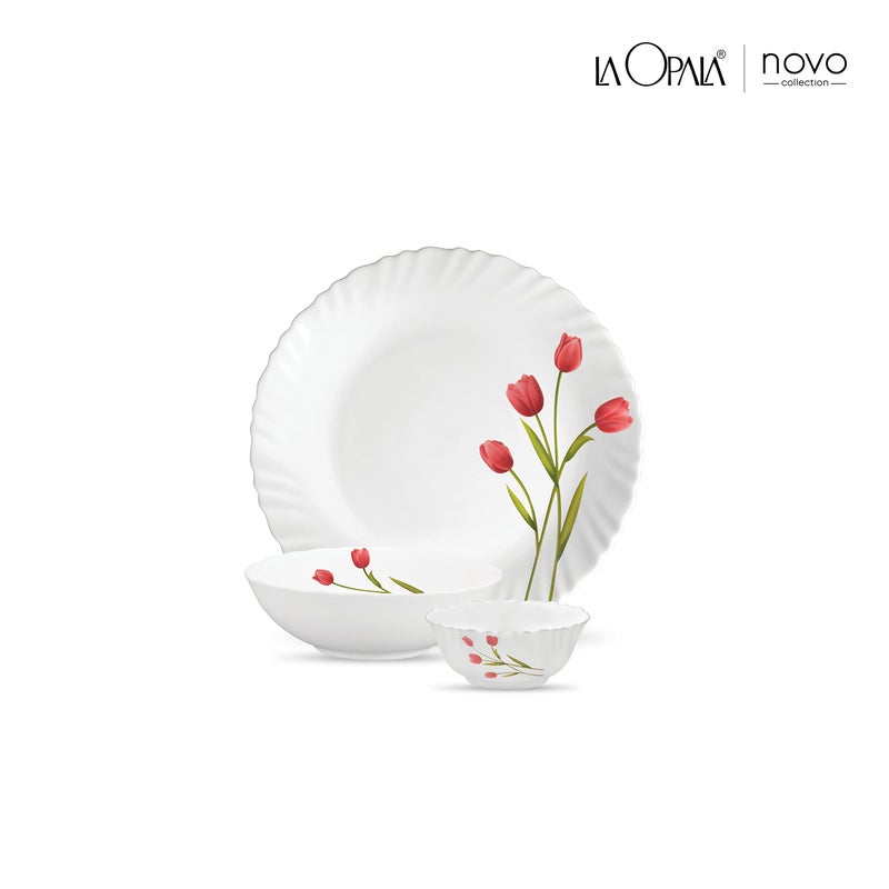 La Opala Novo Collection Opal Glass Crockery | for Family of 4 | Dinner Set 10 pcs Radiant Curves | Plates & Bowls for Dining | Microwave Safe | 100% Vegetarian | Extra Strong | Light & White - Image 2