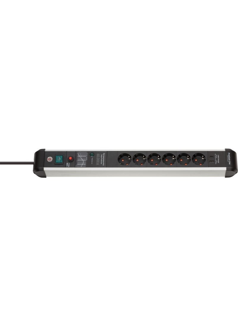 Brennenstuhl - Premium-Protect-Line USB-C and USB Input 60.000 A. Current Protection 3 m. Wired 6 Socket Socket - Image 1