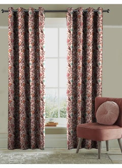 Casableu Azure Digital Floral Print in Eyelets (Steel) Blackout Opaque Curtains with Tie Back, Bedroom Living Room (Pack of 2) (Red, 9 feet) - pzsku/Z649FC9224611B0FEE71DZ/45/_/1737721330/64cfcedf-a936-4b90-b30f-6af5cf7ce404