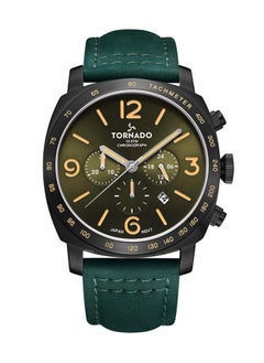 TORNADO Tornado LUMINA CHRONOSPHERE Men's Japan Quartz Movement Watch, Chronograph Display and Leather Strap - T9102-BLHH, Green  - Image 1