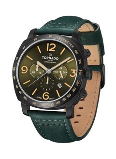 TORNADO Tornado LUMINA CHRONOSPHERE Men's Japan Quartz Movement Watch, Chronograph Display and Leather Strap - T9102-BLHH, Green  - Image 2