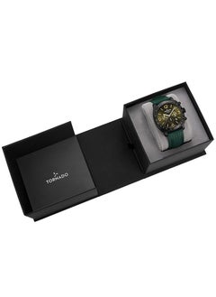 TORNADO Tornado LUMINA CHRONOSPHERE Men's Japan Quartz Movement Watch, Chronograph Display and Leather Strap - T9102-BLHH, Green  - Image 4