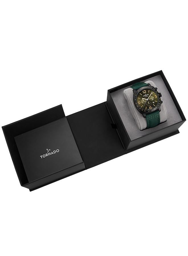 TORNADO Men's Leather Chronograph Watch T9102-BLHH - 43x52 mm - Image 4