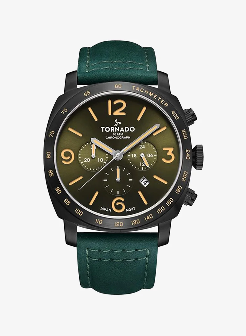 TORNADO Men's Psuede Leather strap Chronograph Watch T9102-BLHH - 43mm mm