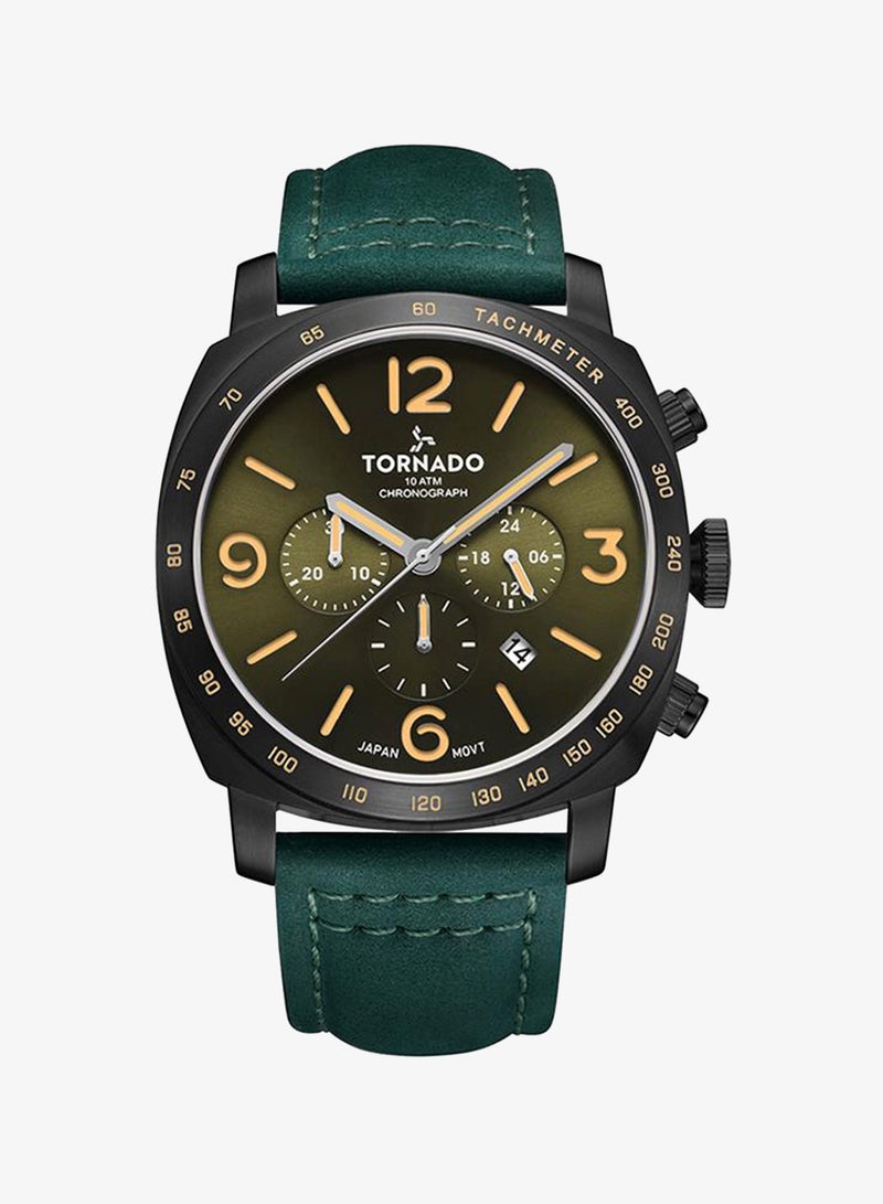 TORNADO Men's Psuede Leather strap Chronograph Watch T9102-BLHH - 43mm mm - Image 1